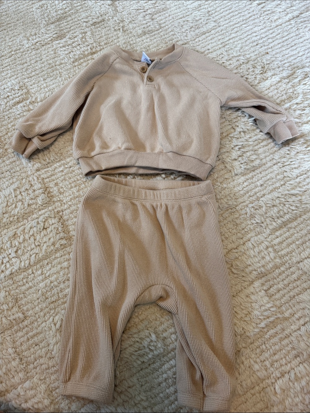 Old Navy Waffle Knit Tan Matching Set (3-6M)